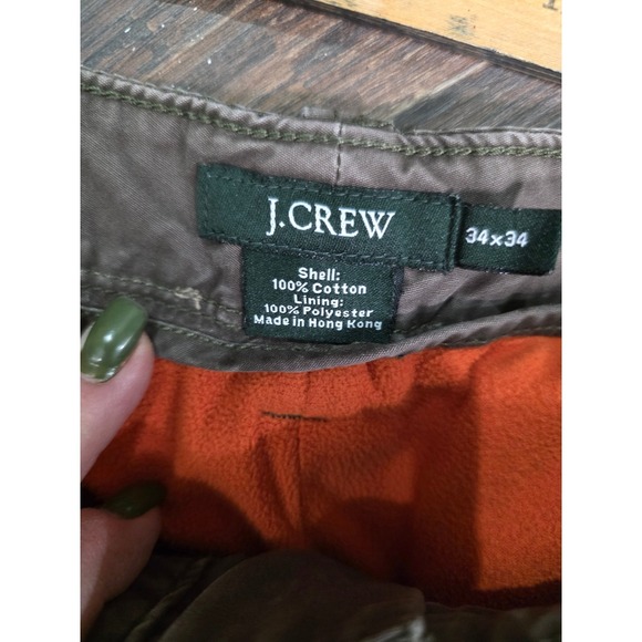 J.Crew Mens Fleece Lined Y2K Cargo Pants 34x34 Grey Utility Pants Vtg Gorpcore - Picture 8 of 13
